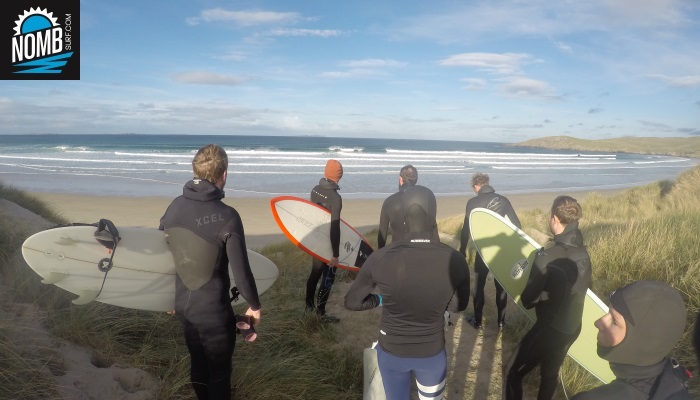 Our surftrip crew about to jump into the water at the beautiful Irish beach