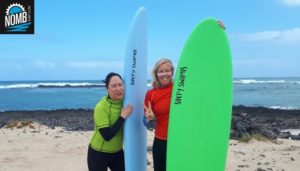 Head surfcoach Angie and NOMB Surfer Julia